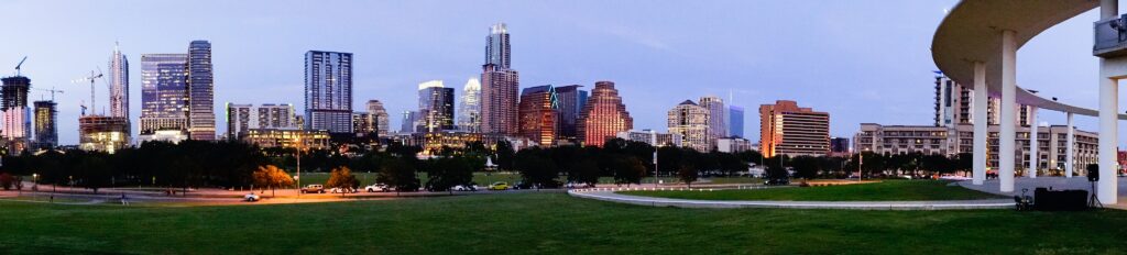 Lake Travis Limo Black Car Service - Austin Texas Downtown City Skyline Urban Architect